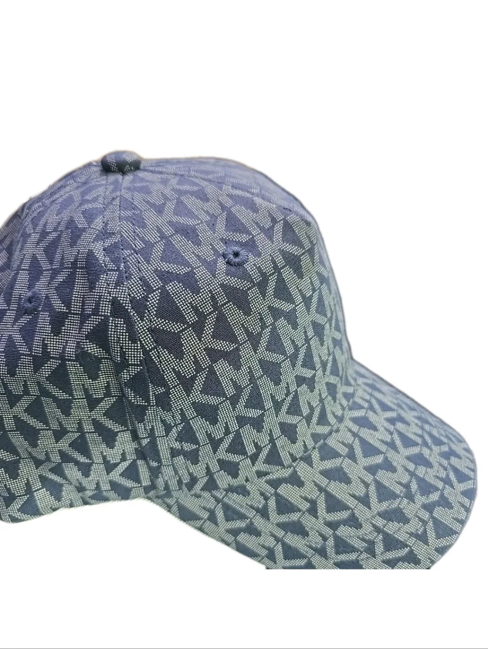 NWT~MICHAEL KORS WOMENS BLUE W/MK PRINT BASEBALL CAP ADJ STRAP 100% COTTON